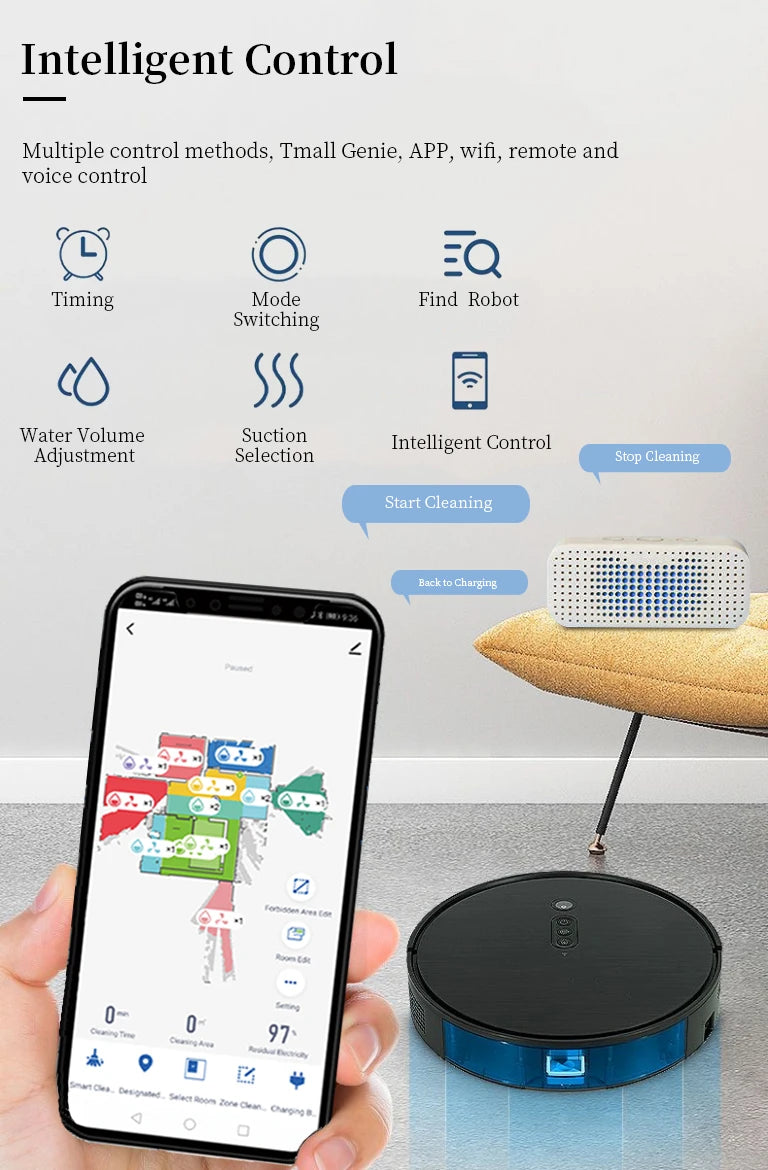 Sweeping Robot, Intelligent Cleaning Strong Suction, 2700Pa, WIFI Intelligent Control, Machine Mop Automatic Charging