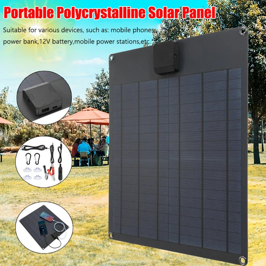 Portable Solar Panel 5V Dual USB Solar Cell Outdoor Battery Charger Power Bank for Phone Camping Traveling Mobile Power Supplies